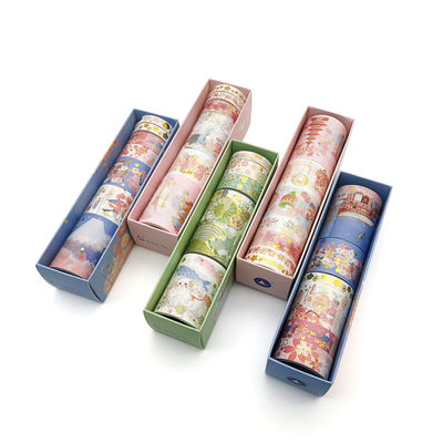 O grupo de fitas de Washi da mini DIY decoração dos desenhos animados/as fitas mascaramento de papel do planejador rola fontes dos artigos de papelaria da escola de Scrapbooking